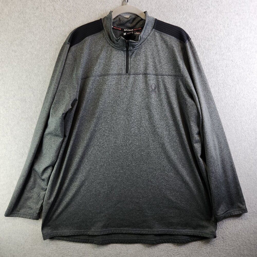 Spyder Active Shirt Mens XXL Gray 1/4 Zip Performance Golf Travel Hiking Running